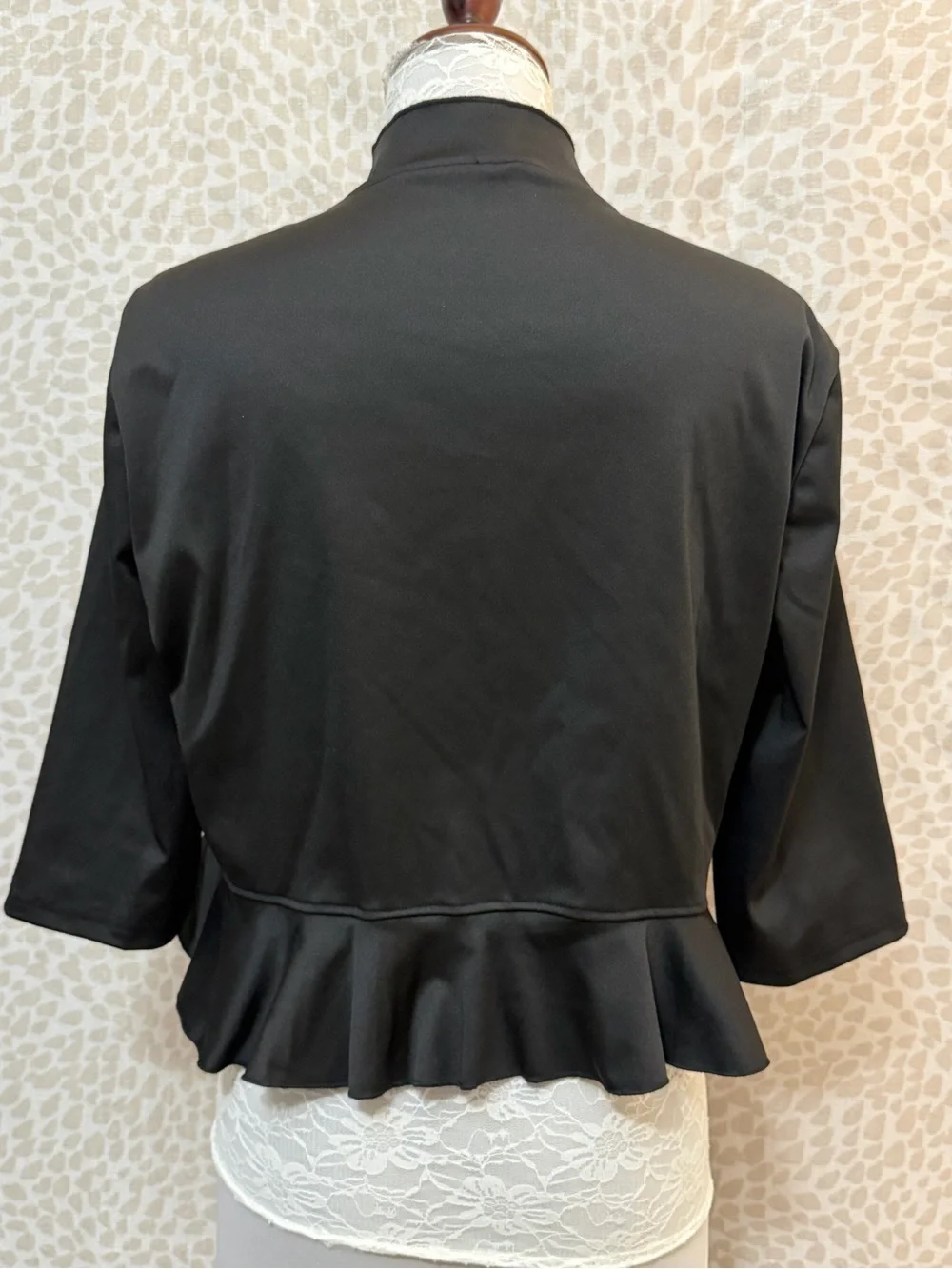 Black Ruffled Open-Front Women's cardigan